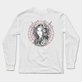 Heilung shaman with nordic runes Long Sleeve T-Shirt